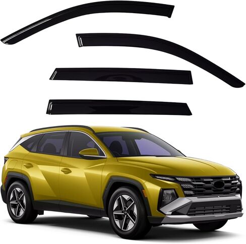 واقيات النوافذ الواقية من المطر متوافقة مع Hyundai Tucson 2022-2026، عاكسات الرياح الجانبية للنافذة الجانبية وملحقات القناة الخارجية، دخان داكن 4 قطع، 2023 2024 2025 in Saudi Arabia