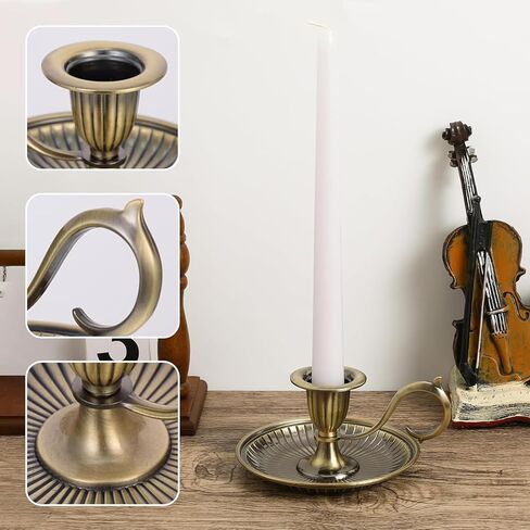 Bronze Candlestick Handle with Handle, Vintage Candlestick Holders, Brass Candle Stick Holders for Centerpiece Party Wedding Fireplace Mantle Table Home Decor Housewarming in Saudi Arabia