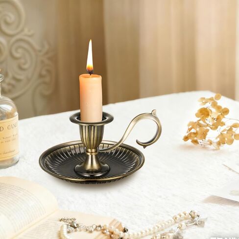 Bronze Candlestick Handle with Handle, Vintage Candlestick Holders, Brass Candle Stick Holders for Centerpiece Party Wedding Fireplace Mantle Table Home Decor Housewarming in Saudi Arabia