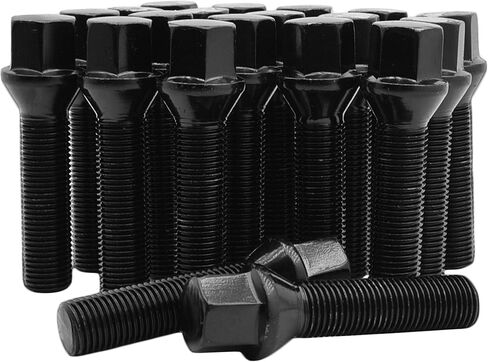 مجموعة كاملة من 20 قطعة من مسامير العروة M14x1.25 مطلية بمسحوق أسود (60 مم ساق ممتدة) سداسية 17 مم تعمل مع BMW F-Series وG Series Chasis Factory وعجلات ما بعد البيع - تتطلب فواصل للعجلات in Saudi Arabia