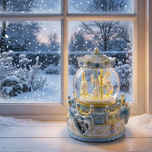 Carousel Music Box Daughter Wife Gift, Pink Carousel Snow Globe Birthday Christmas Anniversary Valentine Gift for Women Kids Girl Girlfriend Play Castle in The Sky in Kuwait