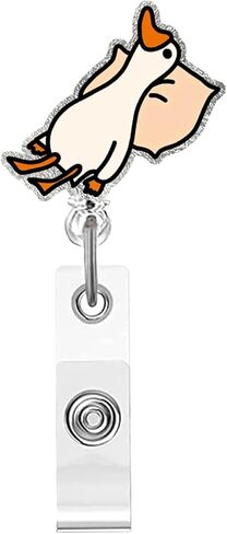 Cute Goose Badge Reel Holder Retractable for Nurses Doctors RN EN Paramedic Medical Office Sleeping Goose Badge Reel with Acrylic Alligator Clip ID Name Card Animal Acrylic Name Tag Accessories in Saudi Arabia