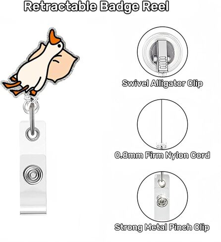 Cute Goose Badge Reel Holder Retractable for Nurses Doctors RN EN Paramedic Medical Office Sleeping Goose Badge Reel with Acrylic Alligator Clip ID Name Card Animal Acrylic Name Tag Accessories in Saudi Arabia