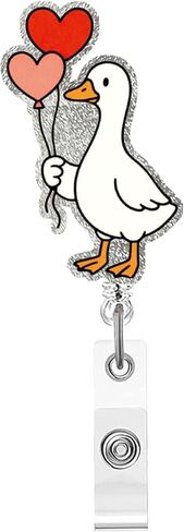 Cute Goose Badge Reel Holder Retractable for Nurses Doctors RN EN Paramedic Medical Office Sleeping Goose Badge Reel with Acrylic Alligator Clip ID Name Card Animal Acrylic Name Tag Accessories in Saudi Arabia