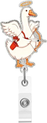 Cute Goose Badge Reel Holder Retractable for Nurses Doctors RN EN Paramedic Medical Office Sleeping Goose Badge Reel with Acrylic Alligator Clip ID Name Card Animal Acrylic Name Tag Accessories in Saudi Arabia
