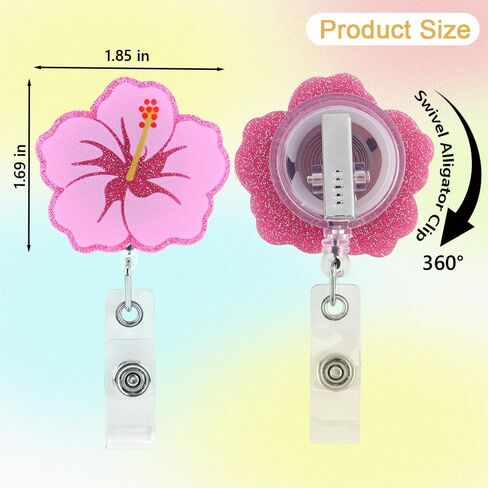 3 قطع من بكرة شارة زهرة الكركديه اللطيفة، بكرات حامل شارة ممرضة ممتعة قابلة للسحب، علامة اسم لامعة من الأكريليك، معرف التمساح الطبي، مشبك حامل شارة طبية للممرضة، معلم العمل، مكتب الطالب RN in Kuwait