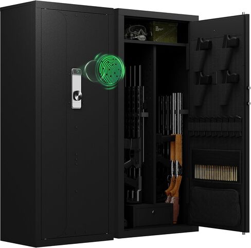 KAER 30 Biometric Gun Safe - Large Gun Safe for Rifles and Pistols Long Rifles Safe for Home, Quick Access Gun Cabinet for Shotguns with Adjustable Gun Racks Storage Bag (Unassembled) in Kuwait