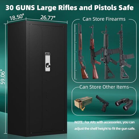 KAER 30 Biometric Gun Safe - Large Gun Safe for Rifles and Pistols Long Rifles Safe for Home, Quick Access Gun Cabinet for Shotguns with Adjustable Gun Racks Storage Bag (Unassembled) in Kuwait