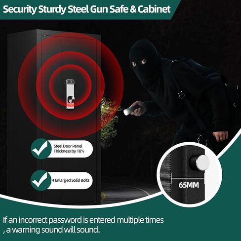 KAER 30 Biometric Gun Safe - Large Gun Safe for Rifles and Pistols Long Rifles Safe for Home, Quick Access Gun Cabinet for Shotguns with Adjustable Gun Racks Storage Bag (Unassembled) in Kuwait