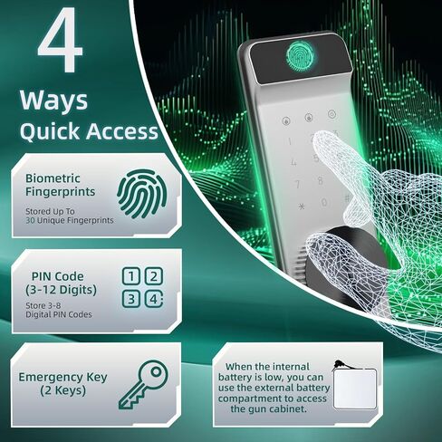 KAER 30 Biometric Gun Safe - Large Gun Safe for Rifles and Pistols Long Rifles Safe for Home, Quick Access Gun Cabinet for Shotguns with Adjustable Gun Racks Storage Bag (Unassembled) in Kuwait