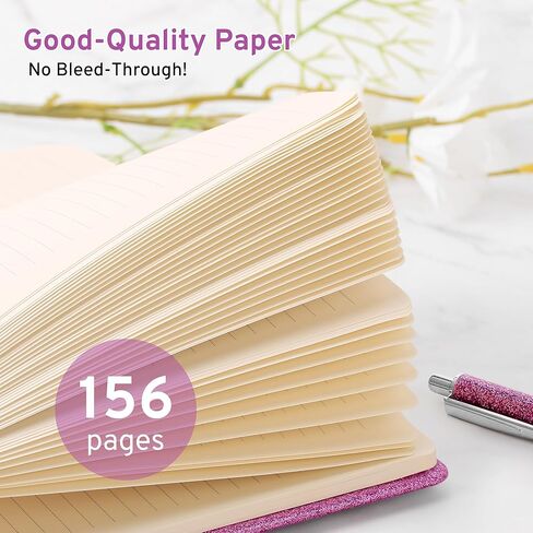 مذكرات لامعة باللون الأرجواني مع قفل ومفتاح، مقاس 8.4 بوصة × 5.7 بوصة، مجلة لامعة لا تتساقط للفتيات، دفتر ملاحظات مبطن مقاس A5 للكتابة، هدية عيد ميلاد للأطفال في سن المراهقة، تتضمن قلمًا وسوارًا in Kuwait