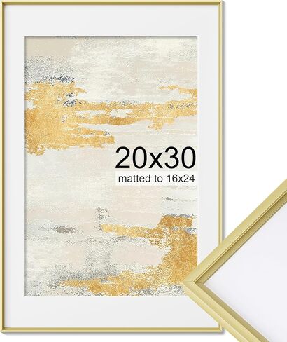 12x16 Metal Picture Frame, 12 x 16 Aluminum Photo Frames with 9x12 Removable Mat, High Definition Plexiglass, Vertical and Horizontal Display, Wall Hook Hanging Hardware Included, Gold, 3 Pack in Kuwait