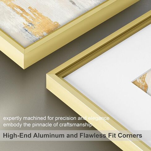12x16 Metal Picture Frame, 12 x 16 Aluminum Photo Frames with 9x12 Removable Mat, High Definition Plexiglass, Vertical and Horizontal Display, Wall Hook Hanging Hardware Included, Gold, 3 Pack in Saudi Arabia