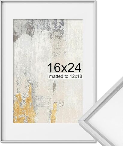 12x16 Metal Picture Frame, 12 x 16 Aluminum Photo Frames with 9x12 Removable Mat, High Definition Plexiglass, Vertical and Horizontal Display, Wall Hook Hanging Hardware Included, Gold, 3 Pack in Saudi Arabia