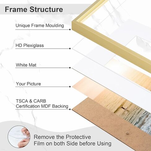 12x16 Metal Picture Frame, 12 x 16 Aluminum Photo Frames with 9x12 Removable Mat, High Definition Plexiglass, Vertical and Horizontal Display, Wall Hook Hanging Hardware Included, Gold, 3 Pack in Saudi Arabia