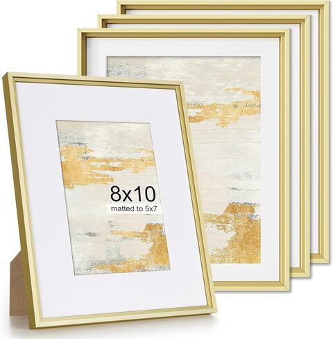 12x16 Metal Picture Frame, 12 x 16 Aluminum Photo Frames with 9x12 Removable Mat, High Definition Plexiglass, Vertical and Horizontal Display, Wall Hook Hanging Hardware Included, Gold, 3 Pack in Saudi Arabia