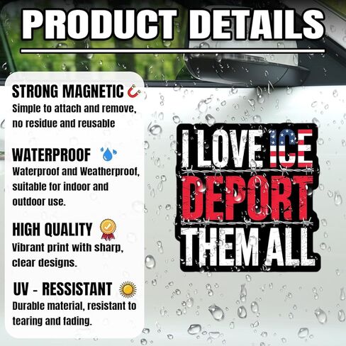 I Love ICE Deport Them All Magnet Decal Support Your Local ICE Raids Reusable Magnetic Sign Bumper Sticker for Fridge Car Truck Locker 5.5in in Kuwait