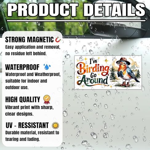 Magnet I'm Birding Go Around Car Magnet Decal Bird Lover Gift Waterproof UV Resistant Decal for Refrigerators Cars 7.5x3.75in in Kuwait