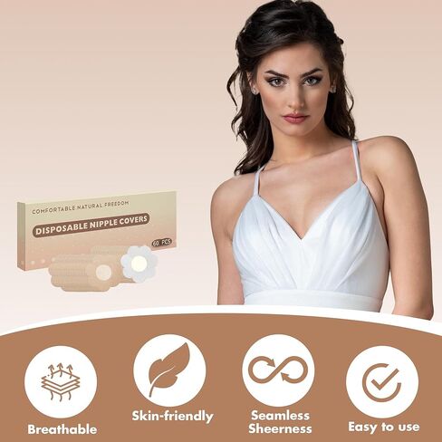60 Pcs Pasties Nipple Covers for Women - Disposable Nipple Pasties No-Show Nipple Stickers Nipple Tape in Saudi Arabia