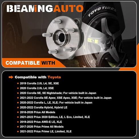 2 PCS 513402 Front Wheel Hub and Bearing Assembly fit for Toyota Corolla 2019-2022, Prius 2016-2022, Prius Prime 2017-2022, Prius AWD-E 2019-2022, 5-Lugs w/ABS Replace Parts in Kuwait