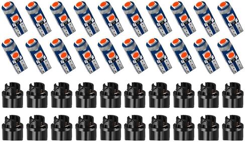 HZEL 20Sets/40PCS Car 74 LED Bulb Dash Light, Bright T5 2721 37 74 PC74 Wedge Twist Socket Vehicle Dome Map Dashboard Indicator, Instrument Panel Gauge Cluster Lamp Kit, Universal for Vehicle (Blue) in Saudi Arabia
