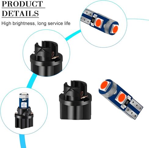 HZEL 20Sets/40PCS Car 74 LED Bulb Dash Light, Bright T5 2721 37 74 PC74 Wedge Twist Socket Vehicle Dome Map Dashboard Indicator, Instrument Panel Gauge Cluster Lamp Kit, Universal for Vehicle (Blue) in Saudi Arabia