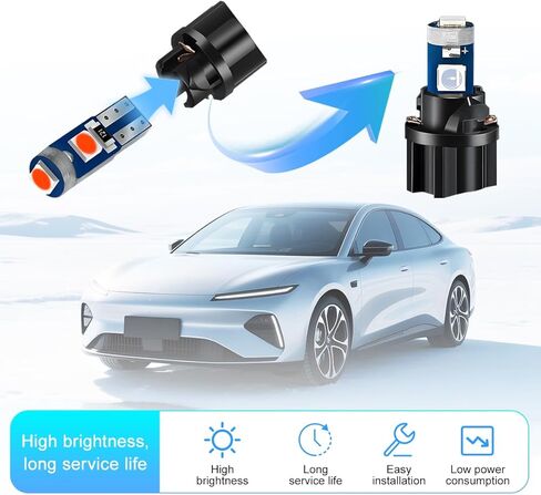 HZEL 20Sets/40PCS Car 74 LED Bulb Dash Light, Bright T5 2721 37 74 PC74 Wedge Twist Socket Vehicle Dome Map Dashboard Indicator, Instrument Panel Gauge Cluster Lamp Kit, Universal for Vehicle (Blue) in Saudi Arabia