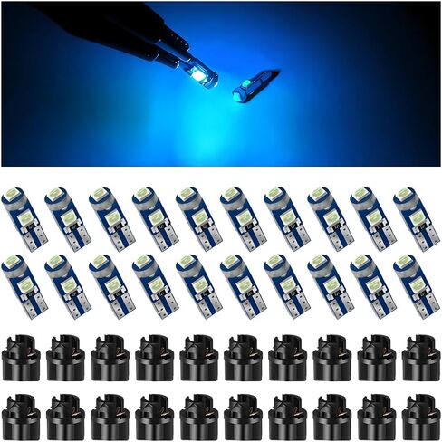 HZEL 20Sets/40PCS Car 74 LED Bulb Dash Light, Bright T5 2721 37 74 PC74 Wedge Twist Socket Vehicle Dome Map Dashboard Indicator, Instrument Panel Gauge Cluster Lamp Kit, Universal for Vehicle (Red) in Kuwait