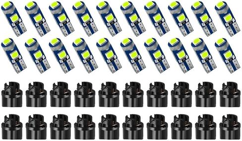 HZEL 20Sets/40PCS Car 74 LED Bulb Dash Light, Bright T5 2721 37 74 PC74 Wedge Twist Socket Vehicle Dome Map Dashboard Indicator, Instrument Panel Gauge Cluster Lamp Kit, Universal for Vehicle (Blue) in Saudi Arabia
