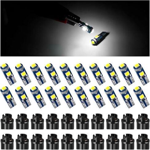 HZEL 20Sets/40PCS Car 74 LED Bulb Dash Light, Bright T5 2721 37 74 PC74 Wedge Twist Socket Vehicle Dome Map Dashboard Indicator, Instrument Panel Gauge Cluster Lamp Kit, Universal for Vehicle (Blue) in Saudi Arabia