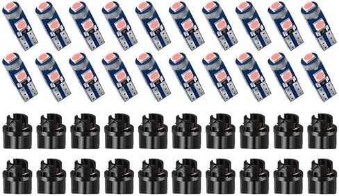 HZEL 20Sets/40PCS Car 74 LED Bulb Dash Light, Bright T5 2721 37 74 PC74 Wedge Twist Socket Vehicle Dome Map Dashboard Indicator, Instrument Panel Gauge Cluster Lamp Kit, Universal for Vehicle (Blue) in Saudi Arabia