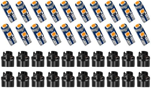 HZEL 20Sets/40PCS Car 74 LED Bulb Dash Light, Bright T5 2721 37 74 PC74 Wedge Twist Socket Vehicle Dome Map Dashboard Indicator, Instrument Panel Gauge Cluster Lamp Kit, Universal for Vehicle (Blue) in Saudi Arabia