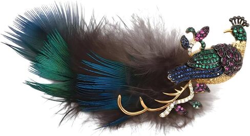 Rhinestone Peacock Brooch Pin For Women Fashion Exquisite Cz Colorful Crystal Bird Animal Feather Brooches Lapel Pins Elegant Dress Clothes Corsage Accessories Wedding Party Christmas Birthday Jewelry Gift in Saudi Arabia