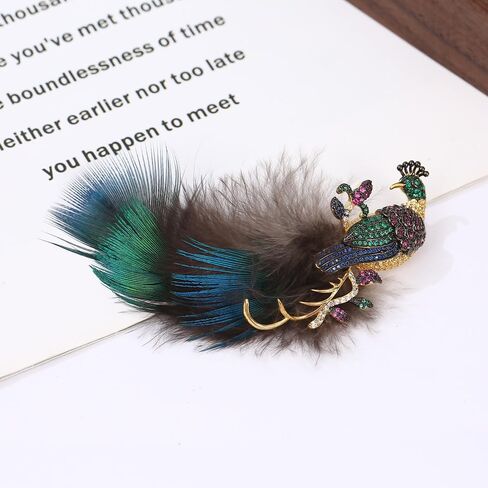 Rhinestone Peacock Brooch Pin For Women Fashion Exquisite Cz Colorful Crystal Bird Animal Feather Brooches Lapel Pins Elegant Dress Clothes Corsage Accessories Wedding Party Christmas Birthday Jewelry Gift in Saudi Arabia