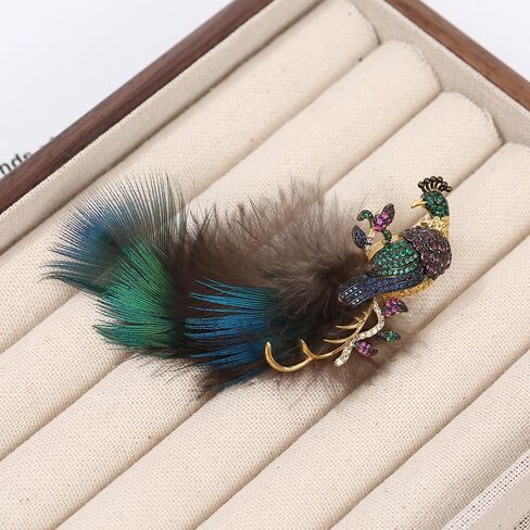 Rhinestone Peacock Brooch Pin For Women Fashion Exquisite Cz Colorful Crystal Bird Animal Feather Brooches Lapel Pins Elegant Dress Clothes Corsage Accessories Wedding Party Christmas Birthday Jewelry Gift in Saudi Arabia