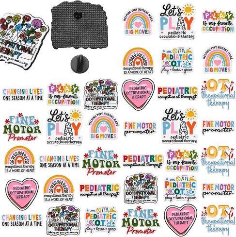 Tondiamo 36 Pcs Occupational Therapy Gifts Metal Occupational Therapist Pins Bulk Enamel Lapel Brooch for OT Therapist Assistant Student Doctor Nurse Appreciation Gifts in Saudi Arabia
