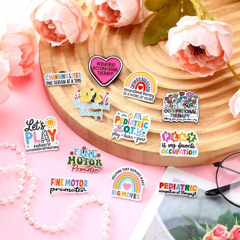 Tondiamo 36 Pcs Occupational Therapy Gifts Metal Occupational Therapist Pins Bulk Enamel Lapel Brooch for OT Therapist Assistant Student Doctor Nurse Appreciation Gifts in Saudi Arabia