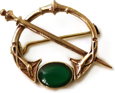 Bronze Green Agate Celtic Knot Tara Brooch and Pins Norse Nordic Vintage Thailand Made Jewelry (Brooch) in Saudi Arabia