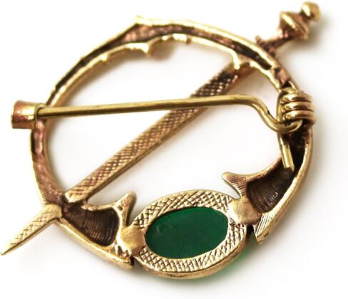 Bronze Green Agate Celtic Knot Tara Brooch and Pins Norse Nordic Vintage Thailand Made Jewelry (Brooch) in Saudi Arabia