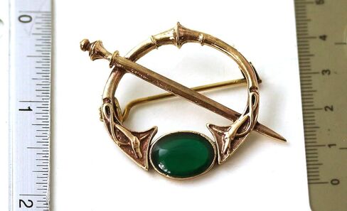 Bronze Green Agate Celtic Knot Tara Brooch and Pins Norse Nordic Vintage Thailand Made Jewelry (Brooch) in Saudi Arabia