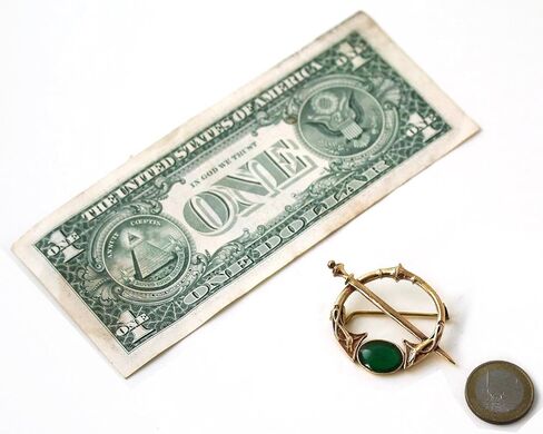 Bronze Green Agate Celtic Knot Tara Brooch and Pins Norse Nordic Vintage Thailand Made Jewelry (Brooch) in Saudi Arabia