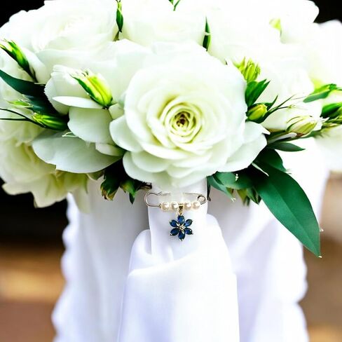 Something Blue Bridal Bouquet Charm – Elegant Wedding Keepsake Pin for Bride – Meaningful Gift from Mom, Sister, or Friend – Beautiful Bridal Shower Gift – Easily Attaches to Bouquet, Garter, or Dress in Kuwait