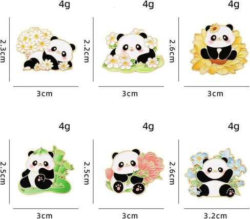 6PCs Cute Panda Brooch Pin Cartoon Animal Brooch Women's Men Fashion Unique Enamel Lapel Pin Backpack Jacket Hat Decoration DIY Badges Jewelry Gift for Friends Family in Kuwait