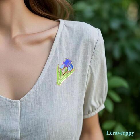 Enamel Pin,Blue Flag Iris Lapel Pin,Faith And Love Symbol Brooch,Birthday Wedding Anniversary Memorial Day Funeral Social Charity Party Flower Badge,Decor DIY Accessory,Pin for Plant Lover in Saudi Arabia