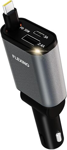 Flexino Retractable Car Charger, USB C Car Charger Adaptor, 84W Super Fast Charge Car Charger with 2 Longer Retractable Cords(3.94ft), Type C Car Charger, Fit for iPhone 16/15/14/13, Galaxy in Kuwait