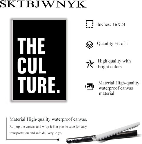 The Culture Canvas Poster African American Art Black and White Typography Pop Culture Posters for Dorm Bedroom Classroom Apartment Home Decor Black Wall Art for Living Room16x24 Inch Unframed in Saudi Arabia