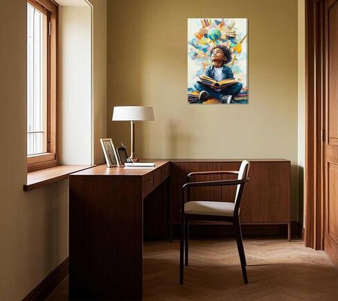 Black Boy Reading Canvas Wall Art Inspirational Books For African American Boys Painting Picture Wall Decor African Boy Poster Print Artwork for Teenagers' Living Room Study Home Decoration in Saudi Arabia