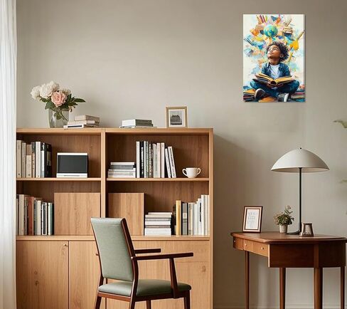 Black Boy Reading Canvas Wall Art Inspirational Books For African American Boys Painting Picture Wall Decor African Boy Poster Print Artwork for Teenagers' Living Room Study Home Decoration in Saudi Arabia