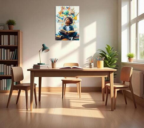 Black Boy Reading Canvas Wall Art Inspirational Books For African American Boys Painting Picture Wall Decor African Boy Poster Print Artwork for Teenagers' Living Room Study Home Decoration in Saudi Arabia