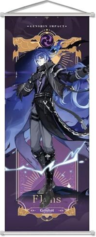 Rainteam Anime Poster Game Hanging Wall Art Artistic Canvas Genshin Character Posters with Rods for Living Room Bedroom Decor(29.5 inch x 11 inch) (Flins) in Kuwait